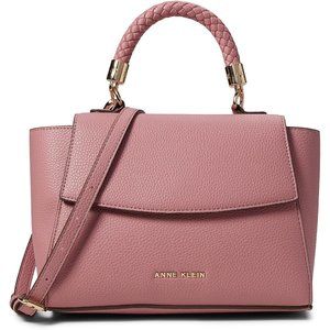 Anne Klein Women Braided Top Handle Flap Satchel Handbag